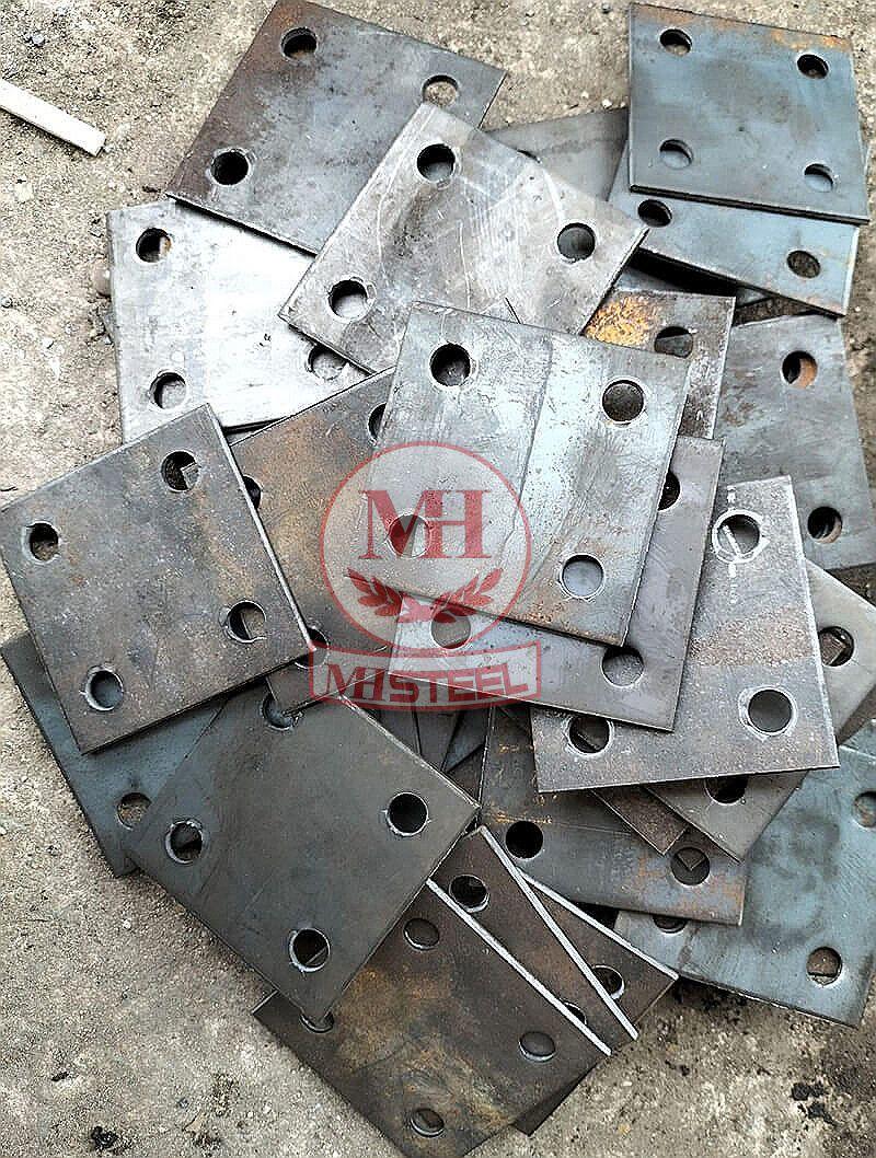 Bản mã chân cột thép khoan lỗ bu lông neo sau gia công