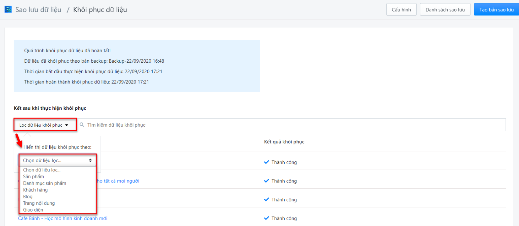 sao lưu dữ liệu