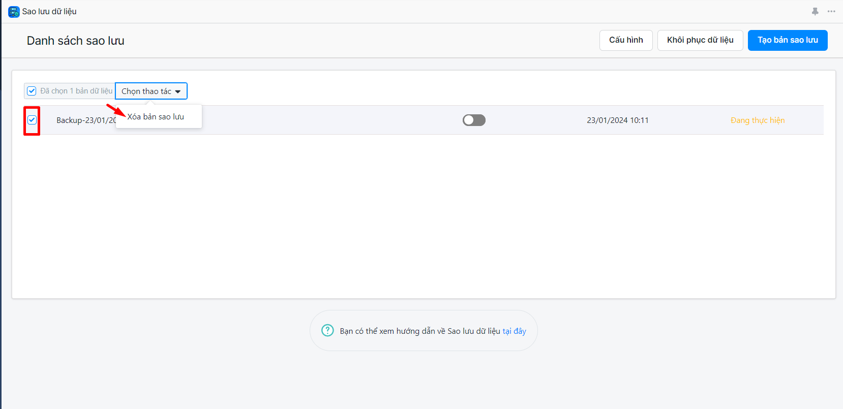 sao lưu dữ liệu