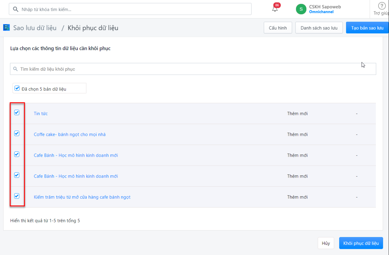 sao lưu dữ liệu