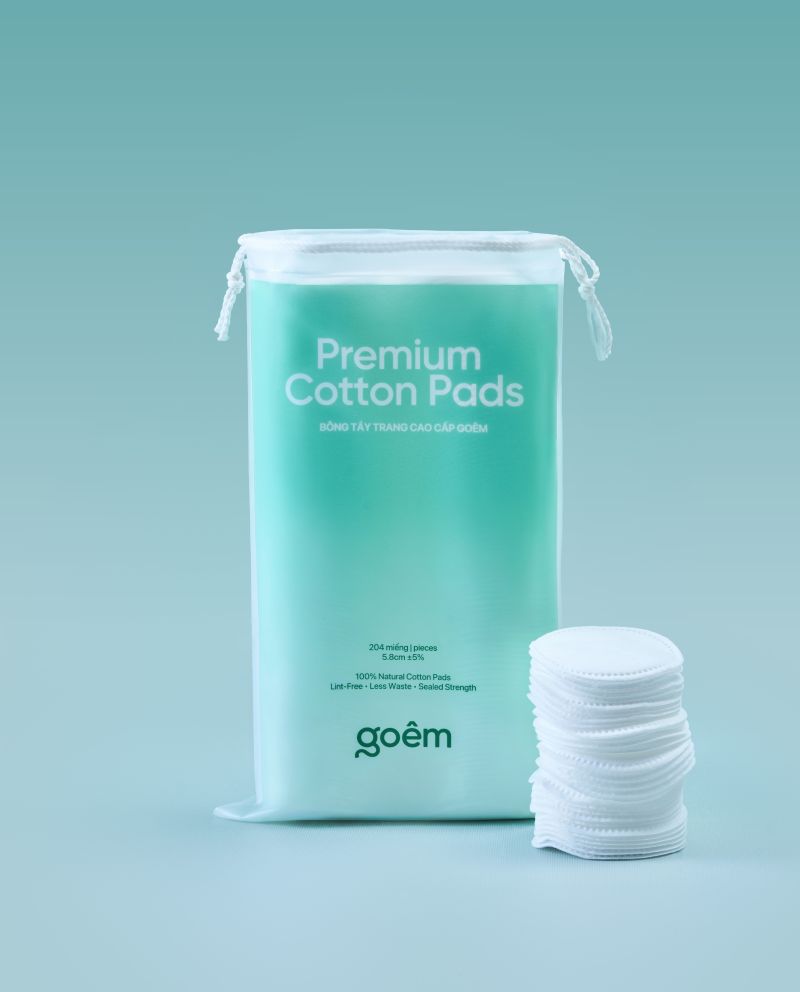 Bông Tẩy Trang Cao Cấp Goêm 100% Cotton Miếng Tròn 204m