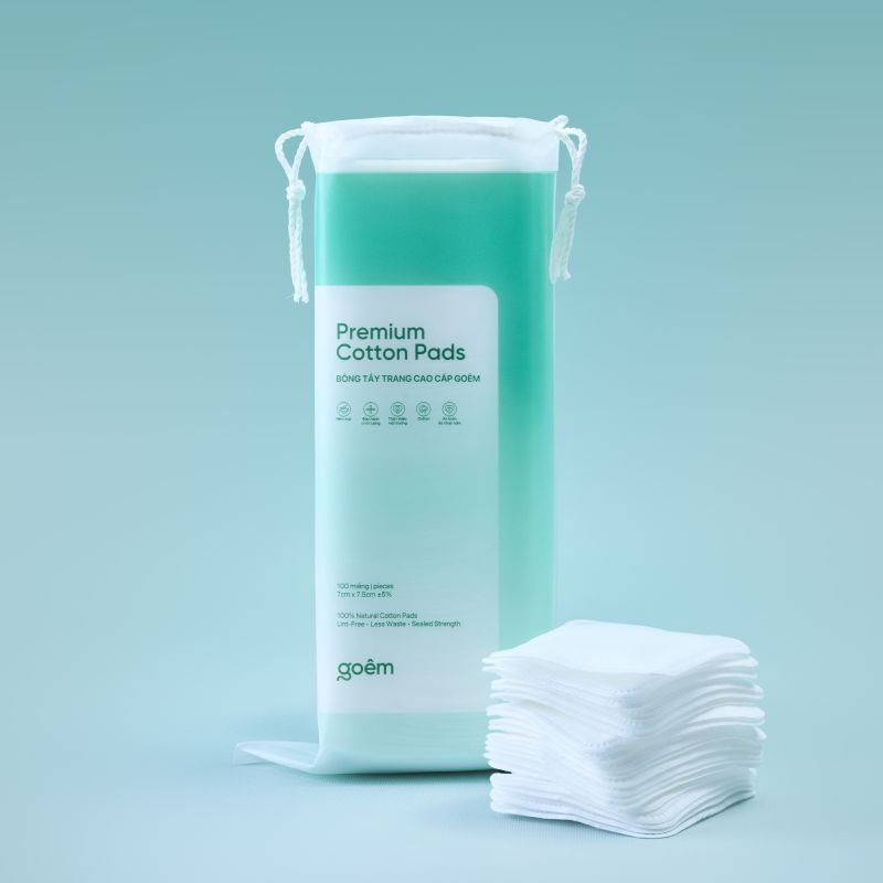 Bông Tẩy Trang Cao Cấp Goêm 100% Cotton Miếng Vuông Lớn 100m