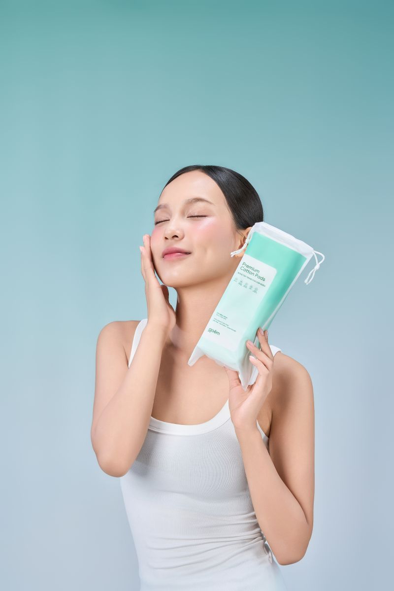 Bông Tẩy Trang Cao Cấp Goêm 100% Cotton Miếng Vuông Lớn 100m