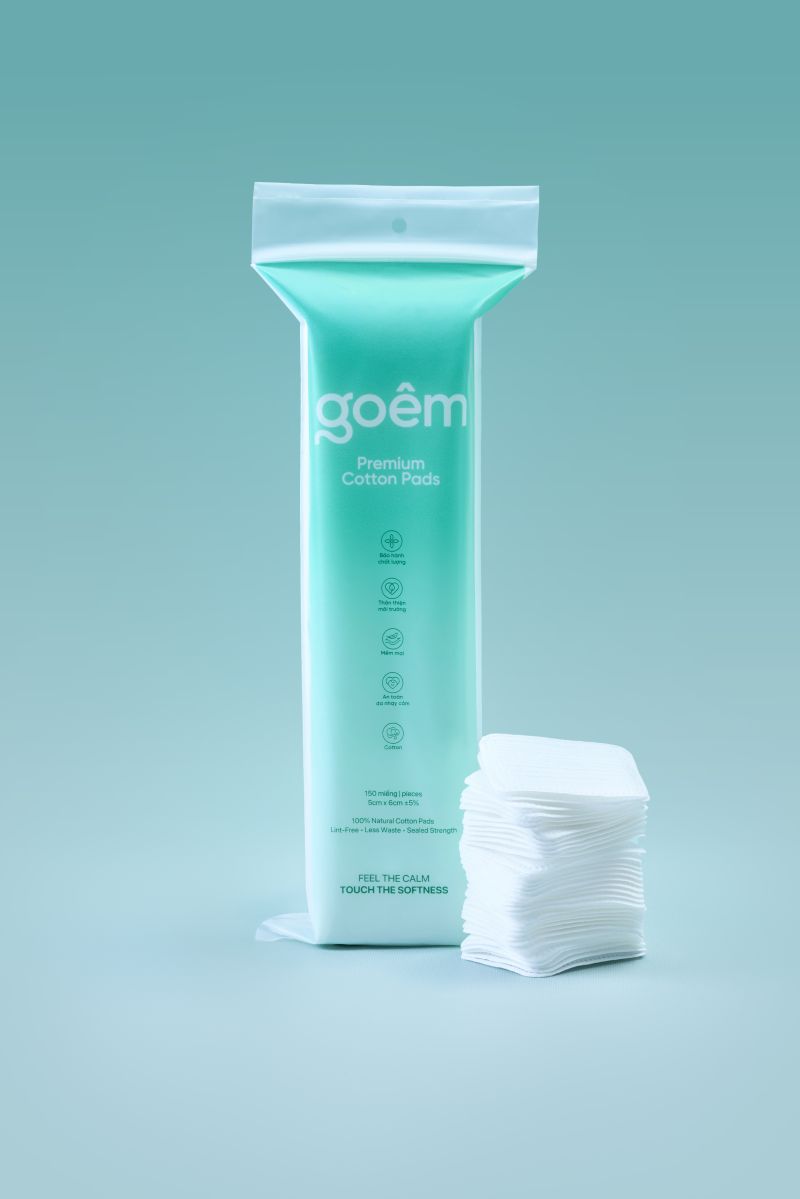 Bông Tẩy Trang Cao Cấp Goêm 100% Cotton Miếng Vuông 150m