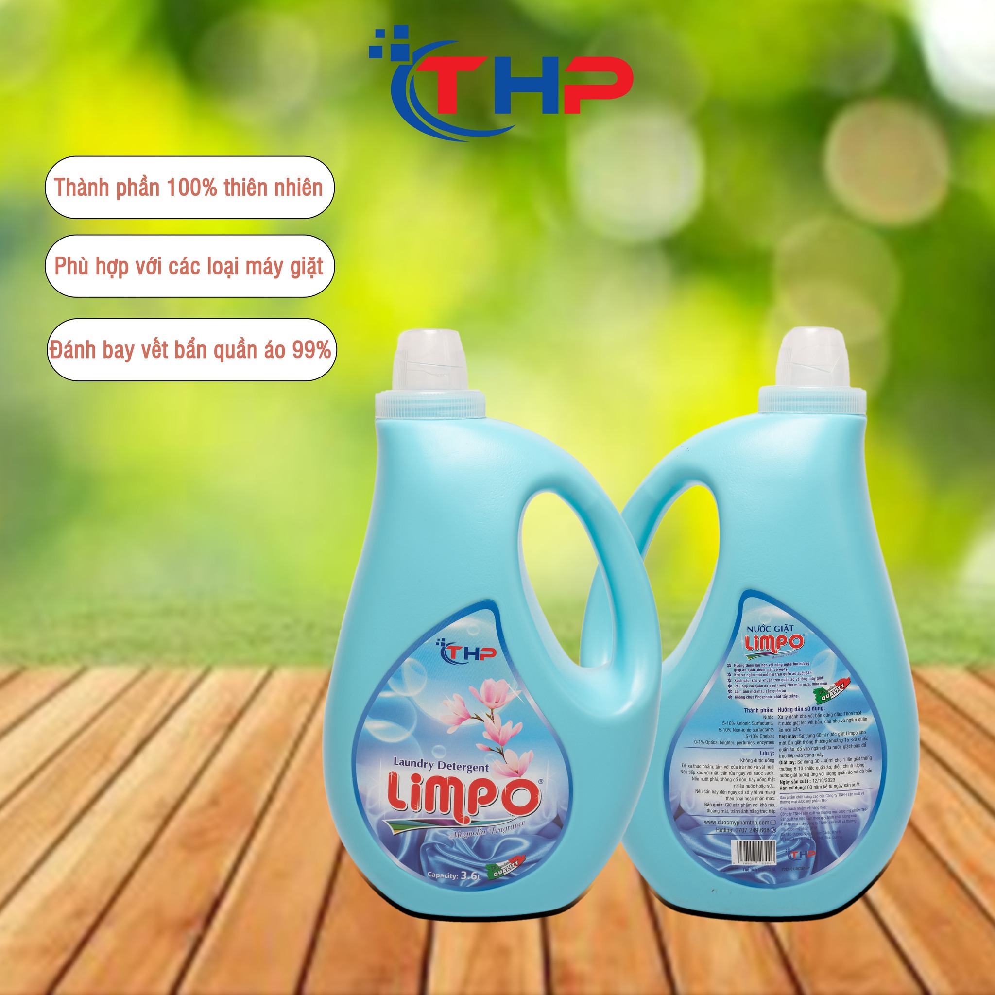 Nước Giặt Xả LIMPO Hương phấn hoa  3,6 Lít