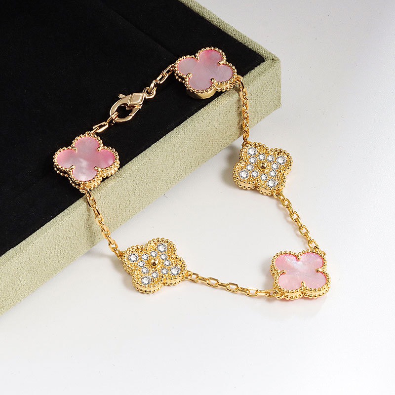 Clover Bracelet - Light Pink Crystals