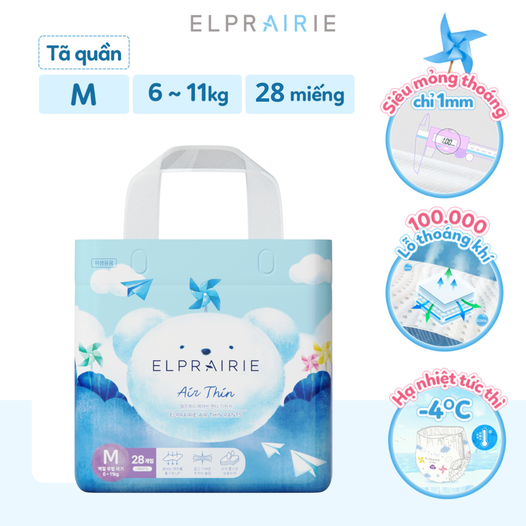 Bỉm Quần Elprairie Air-Thin  M28