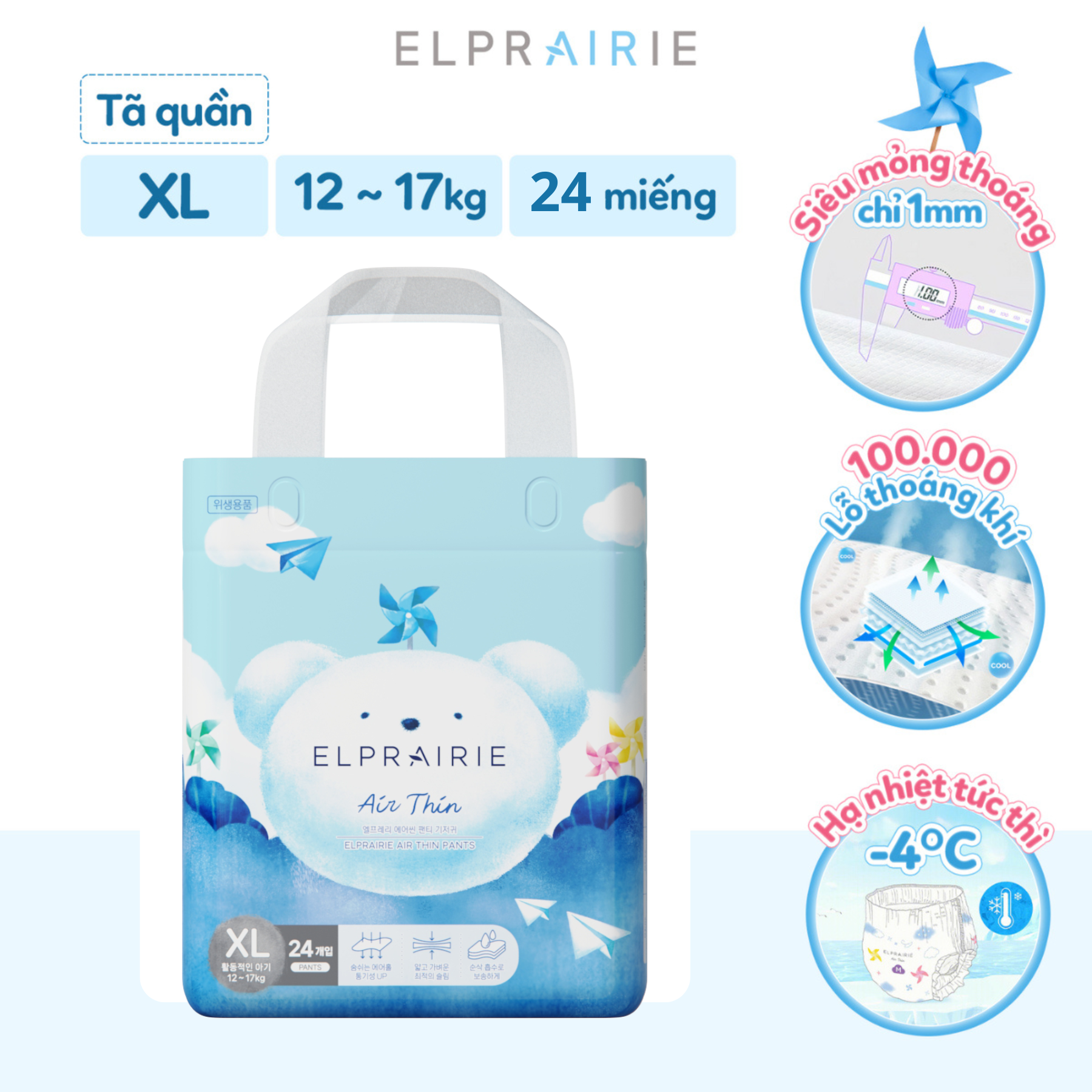 Bỉm Quần Elprairie Air-Thin  XL24