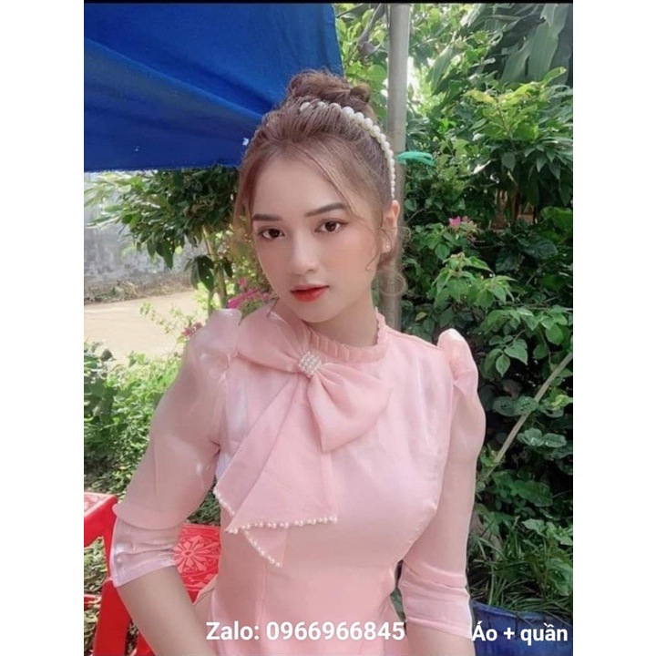 Áo dài von tơ cổ xếp xinh - Áo Dài Đan Linh