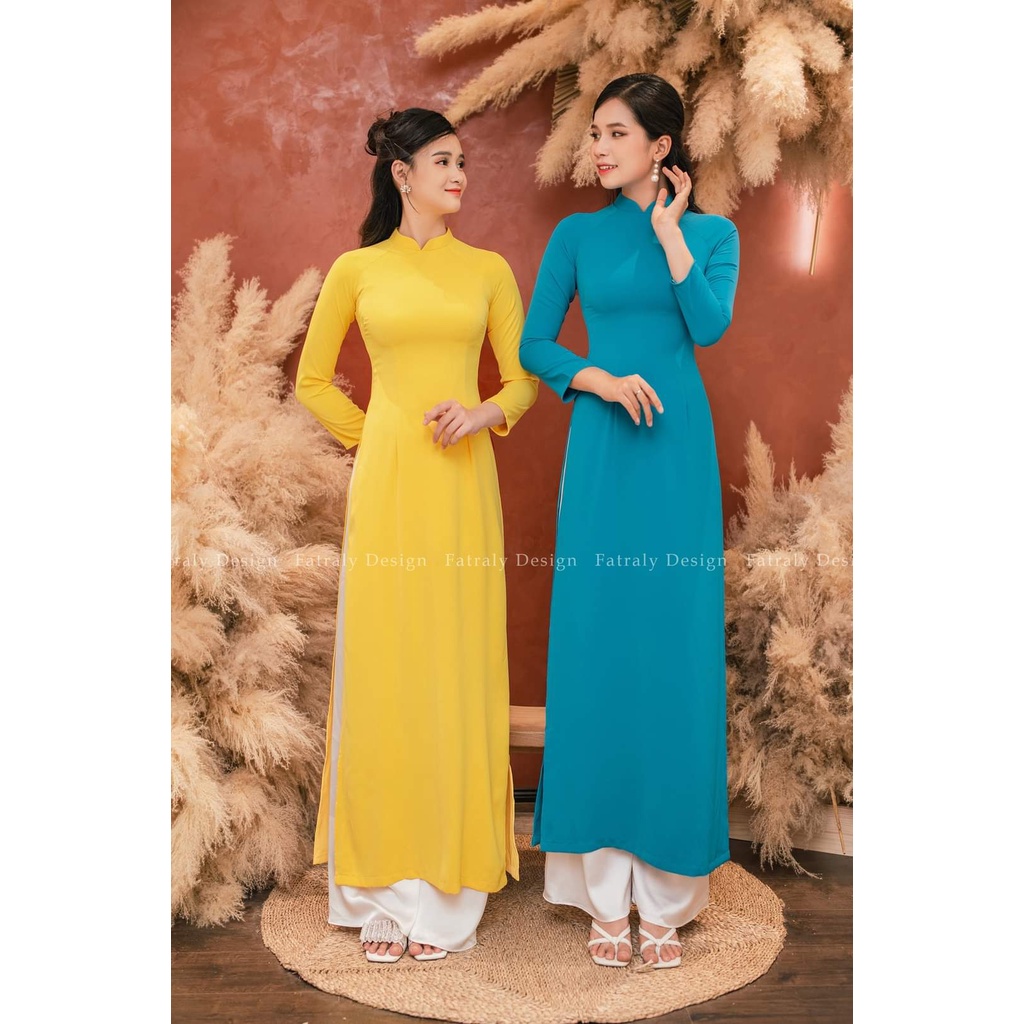 Áo dài 2 tà lụa cao cấp mềm mịn mát và co giãn - Áo Dài Đan Linh