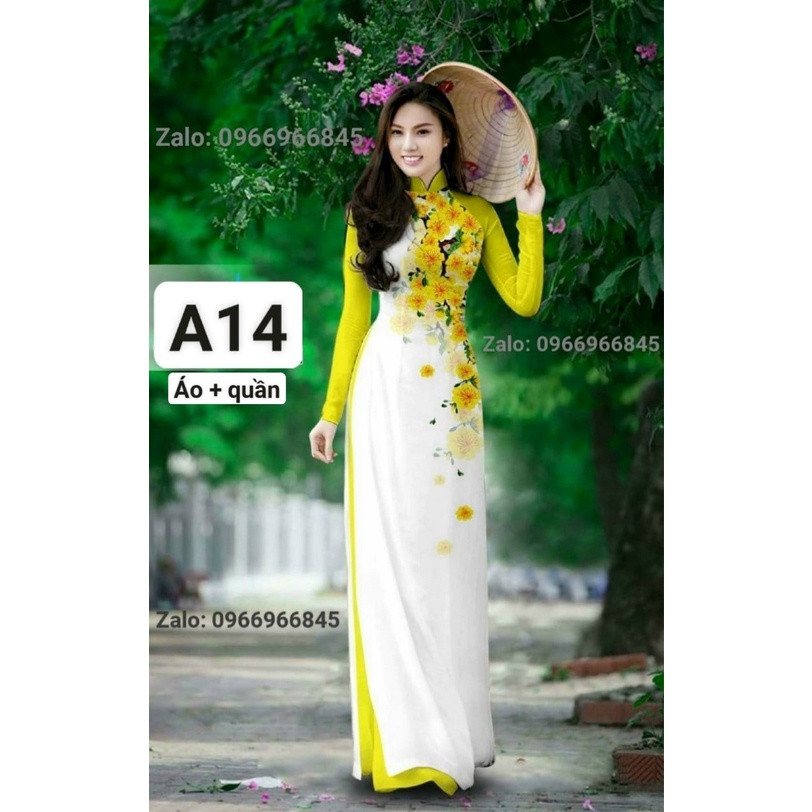 Áo dài in 3d màu xanh cốm - Áo dài Đan Linh