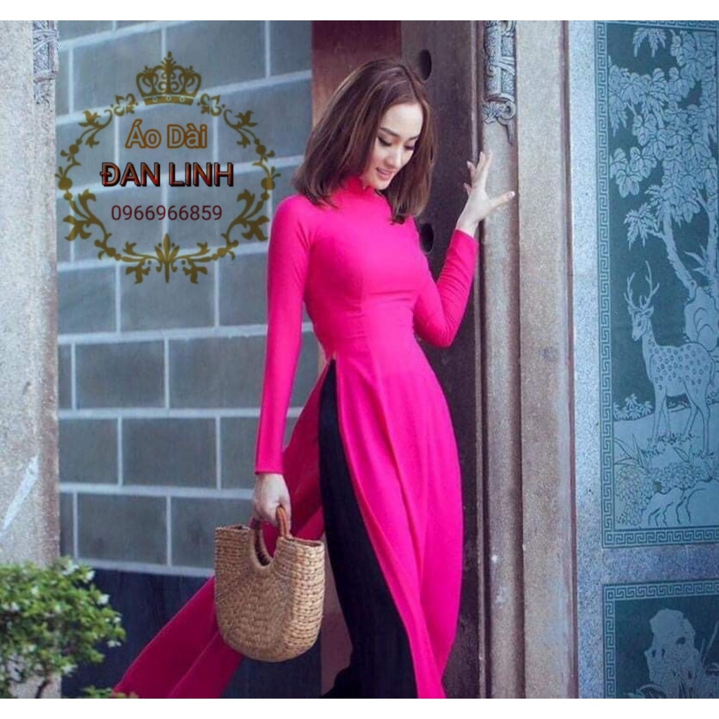 Áo dài trơn màu hồng sen - Áo Dài Đan Linh