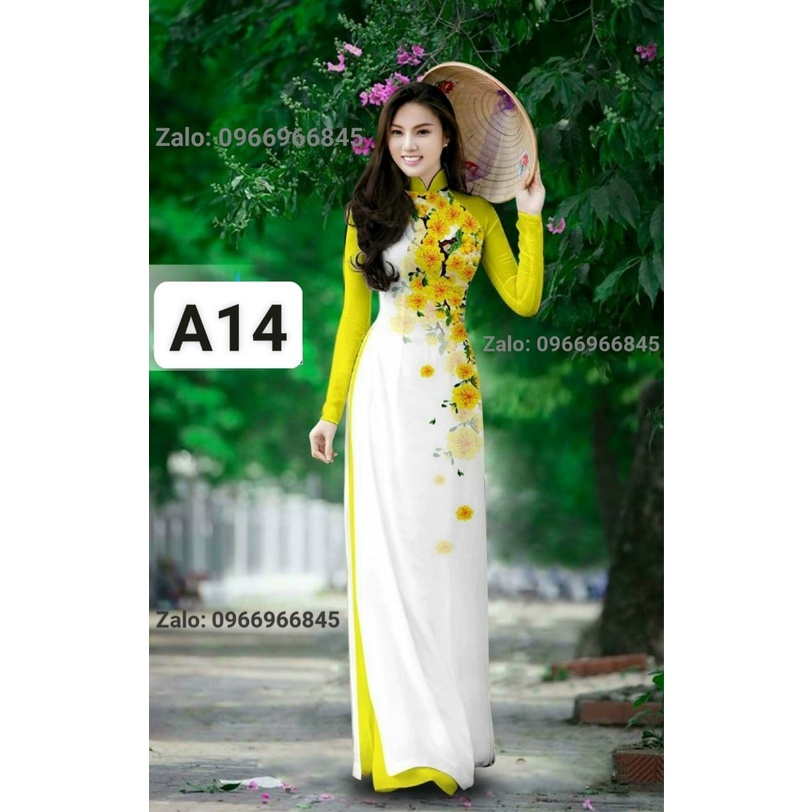 Áo dài in 3d màu xanh cốm - Áo dài Đan Linh