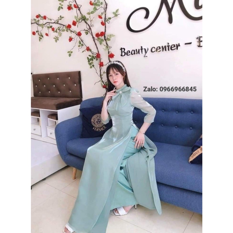 Áo dài von tơ cổ xếp xinh - Áo Dài Đan Linh