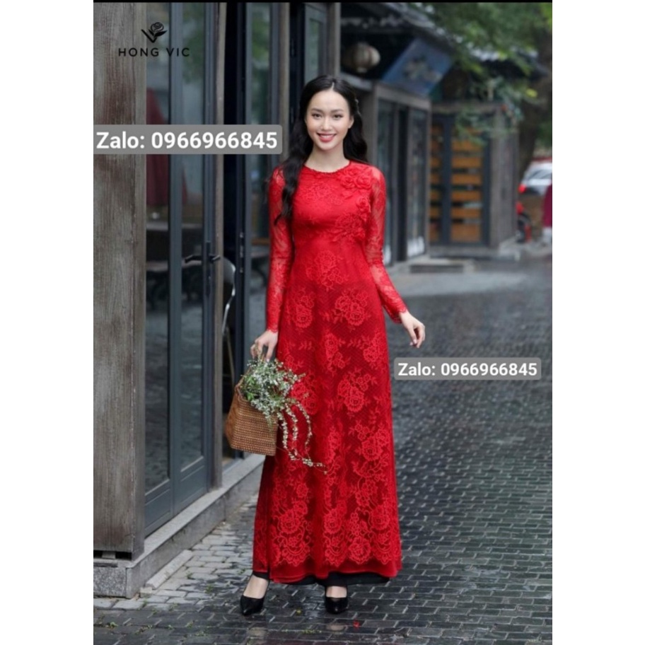 Áo dài ren kết hoa cao cấp trẻ trung, quý phái - Áo Dài Đan Linh