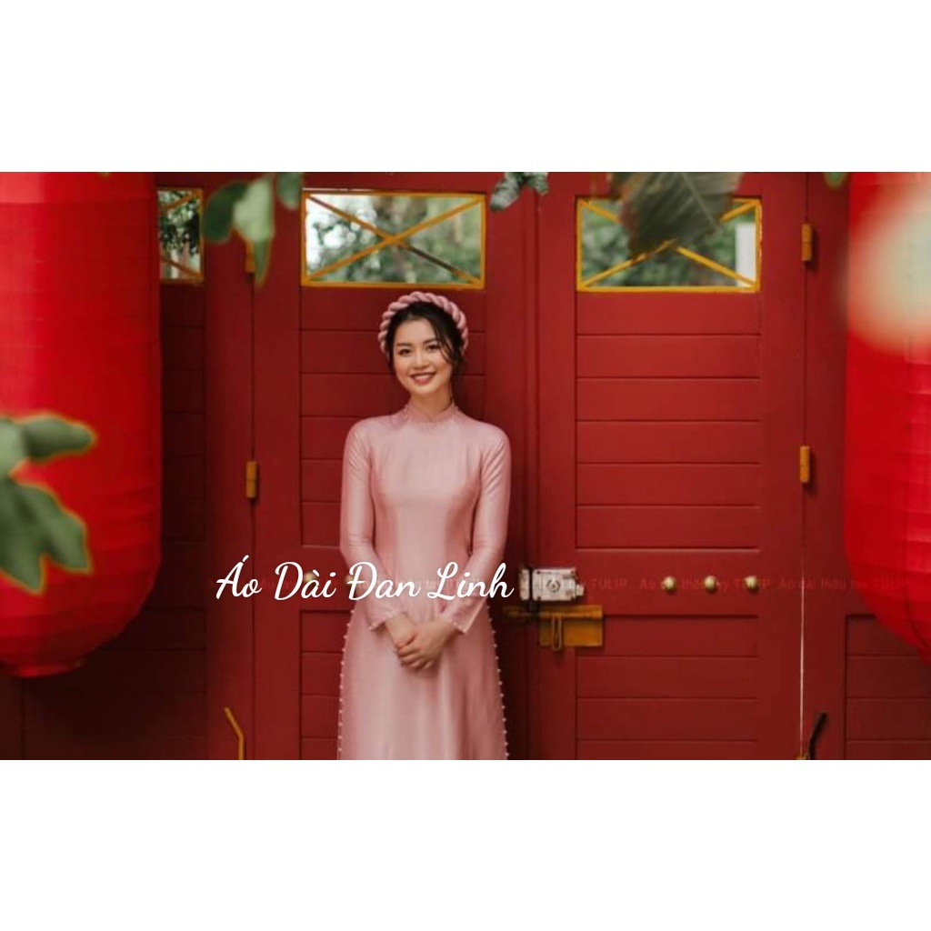 * Áo dài lụa vân gỗ cao cấp màu hồng sang trọng, áo dài cô dâu, áo dài ăn hỏi, áo dài cưới - Áo Dài Đan Linh