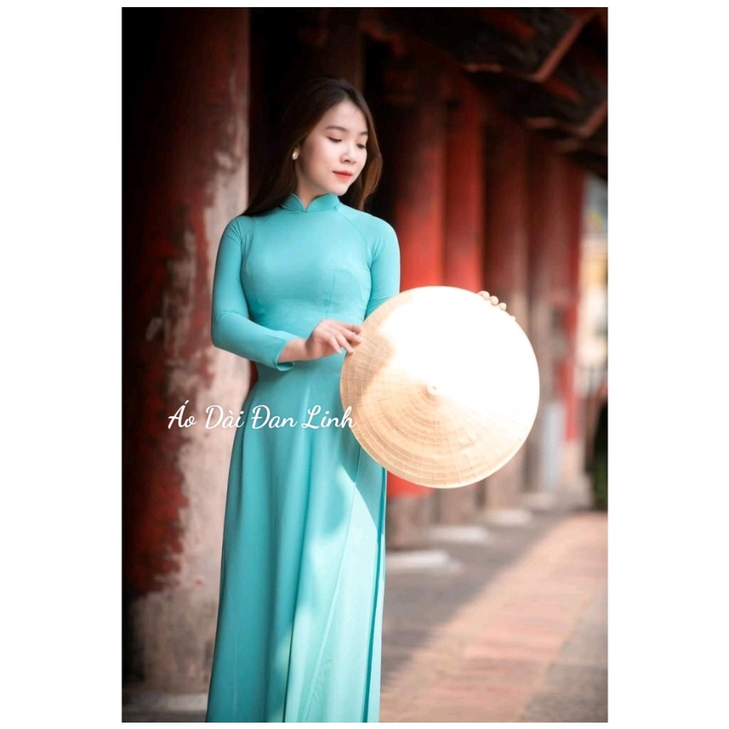 Áo dài lụa mỹ mịn đẹp màu xanh ngọc đẹp dịu dàng -Áo Dài Đan Linh