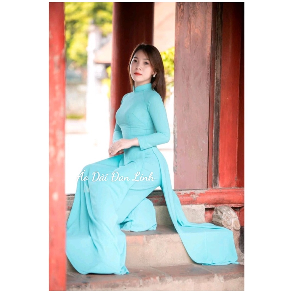 Áo dài lụa mỹ mịn đẹp màu xanh ngọc đẹp dịu dàng -Áo Dài Đan Linh