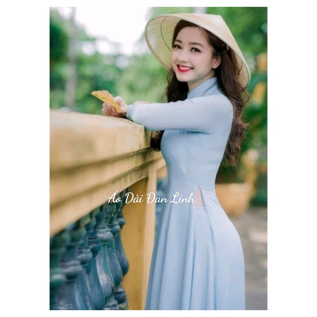 Áo dài xanh dương 4 tà, áo dài trơn, đồng phục áo dài đẹp - Áo Dài Đan Linh