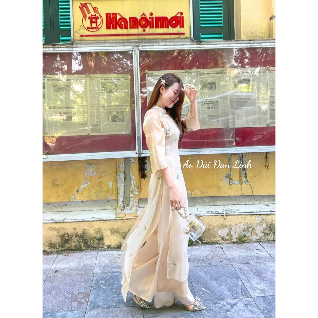 Mẫu áo dài hót hit 2024 - Áo dài cách tân tơ thêu nhí - Áo Dài Đan Linh