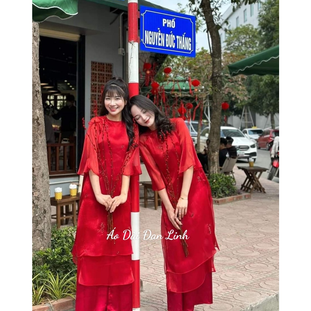 Mẫu áo dài hót hit 2024 - Áo dài cách tân tơ thêu nhí - Áo Dài Đan Linh