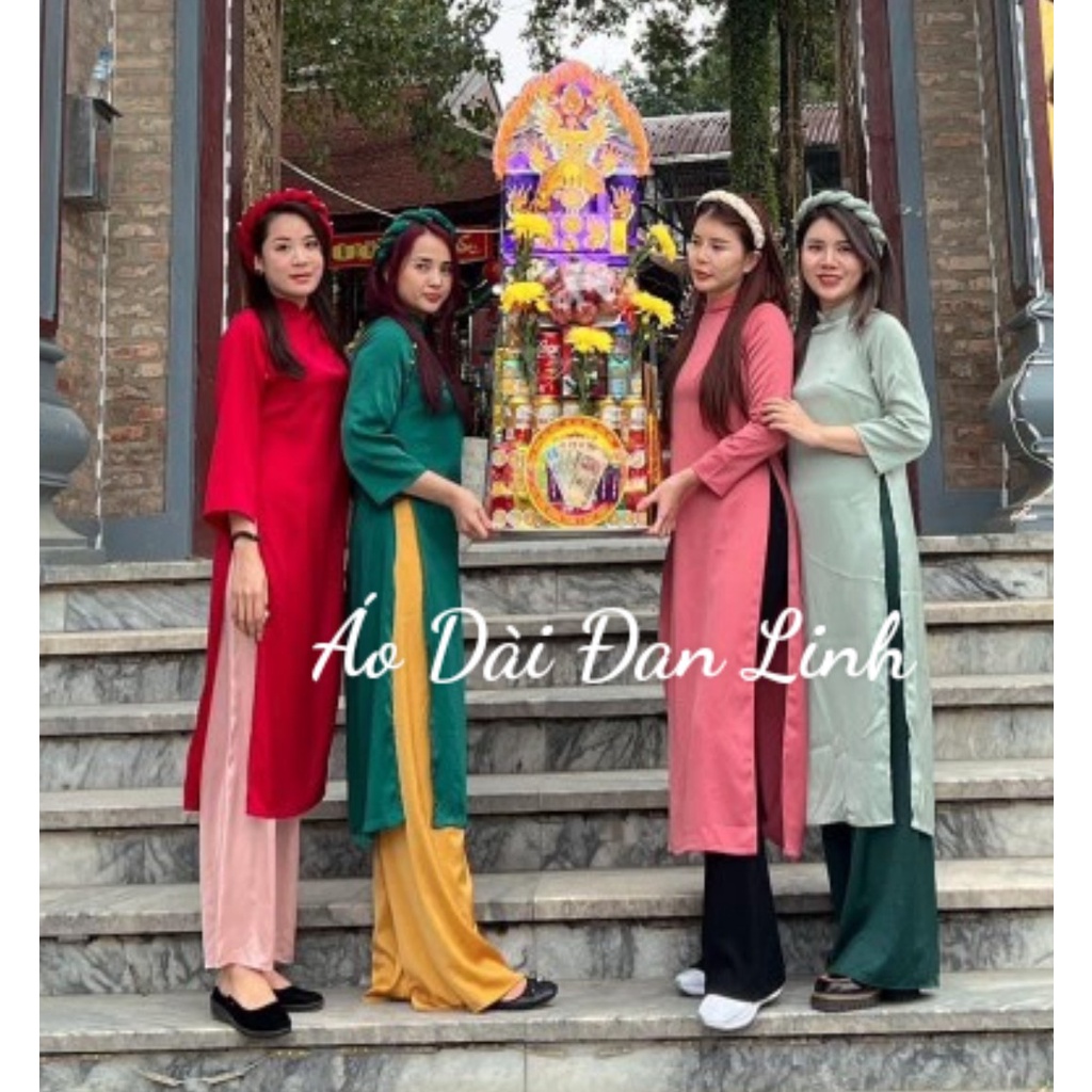 Áo dài cách tân suông dáng xưa  đủ màu - Áo Dài Đan Linh