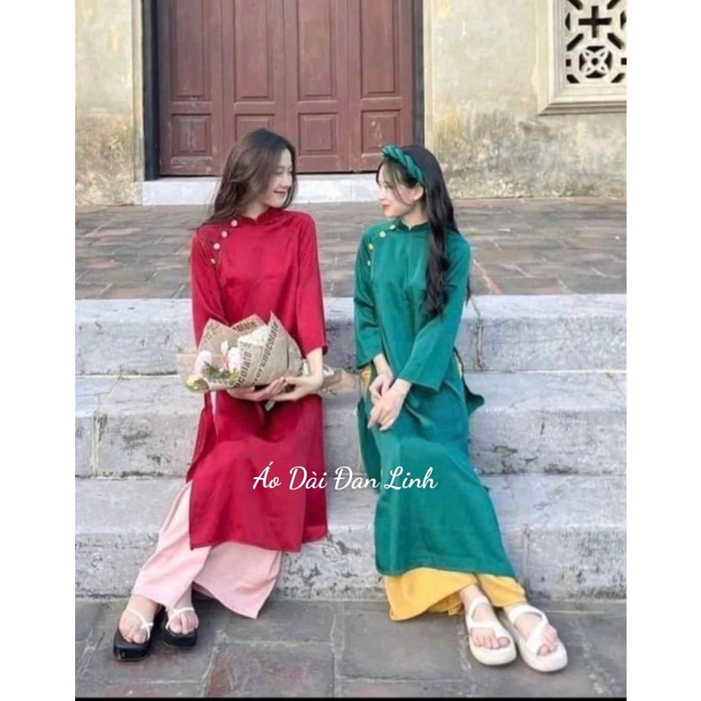 Áo dài cách tân suông dáng xưa  đủ màu - Áo Dài Đan Linh