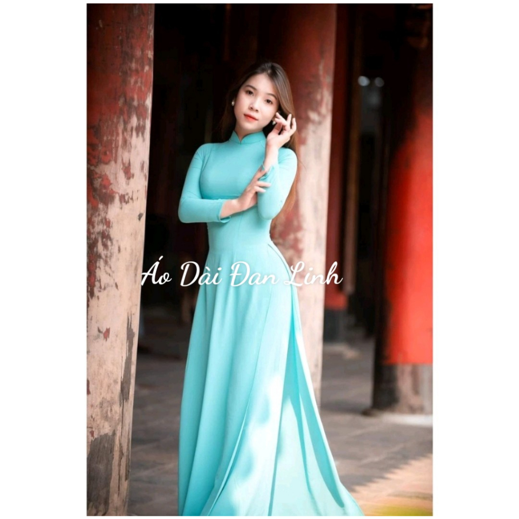 Áo dài lụa mỹ mịn đẹp màu xanh ngọc đẹp dịu dàng -Áo Dài Đan Linh