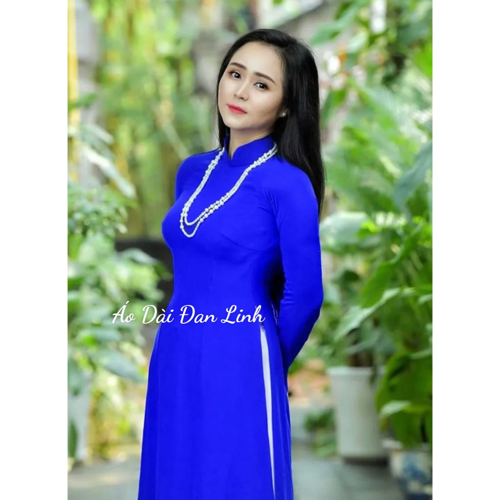 Áo dài màu xanh cô ban lụa cao cấp - Áo Dài Đan Linh