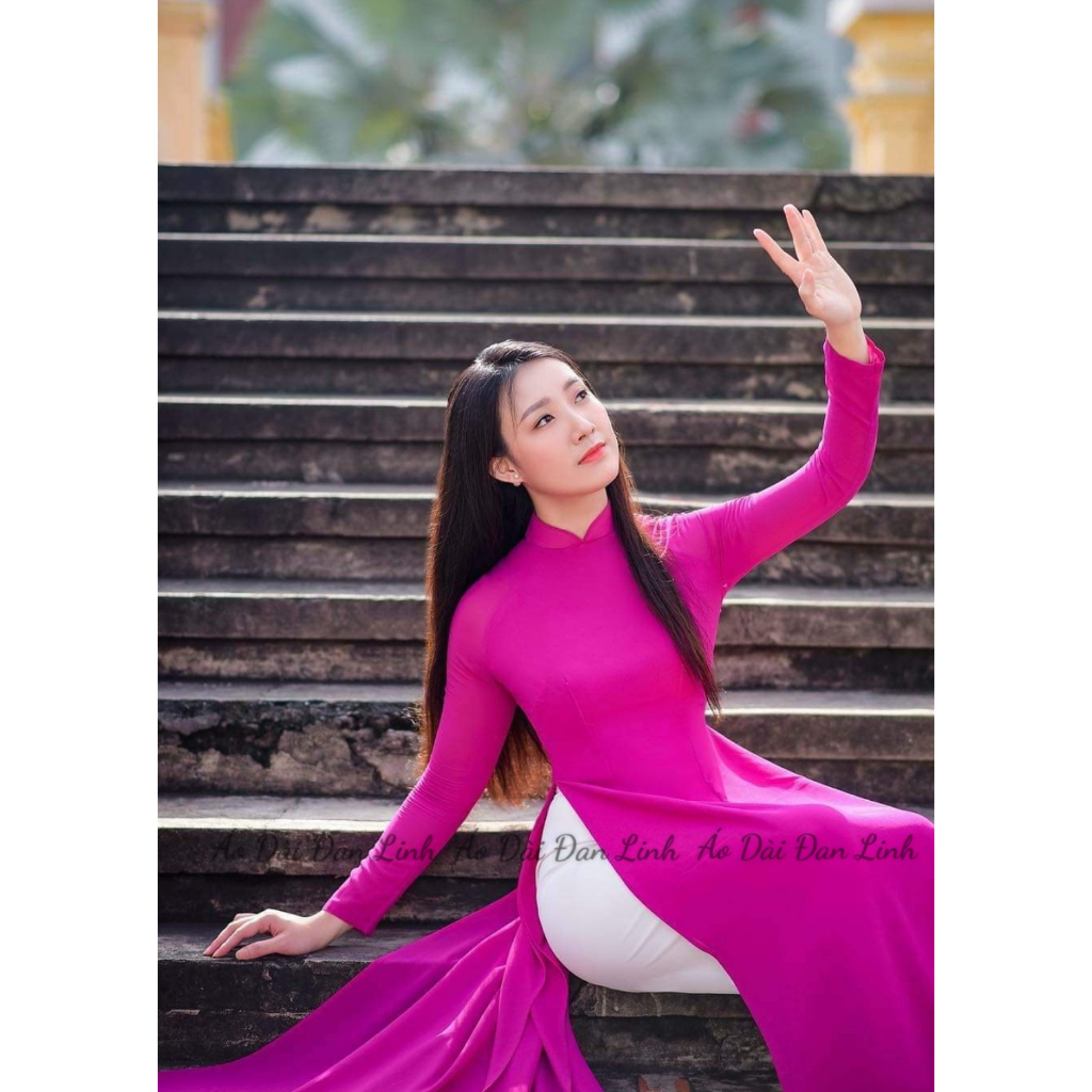 Áo dài hồng sen đậm 4 tà - Áo Dài Đan Linh