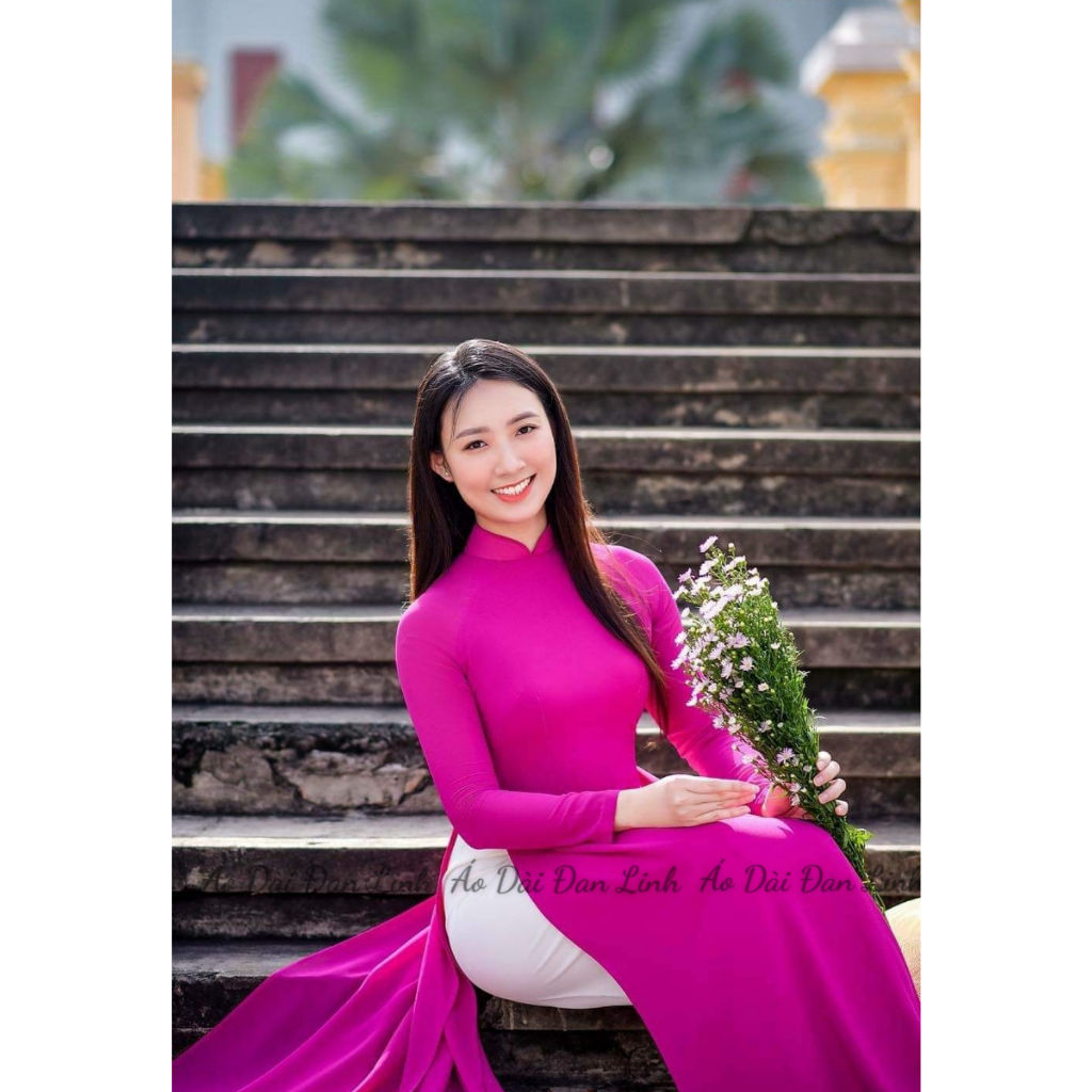 Áo dài hồng sen đậm 4 tà - Áo Dài Đan Linh