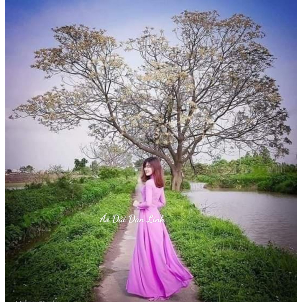 Áo dài trơn tím cà 4 tà - Áo Dài Đan Linh