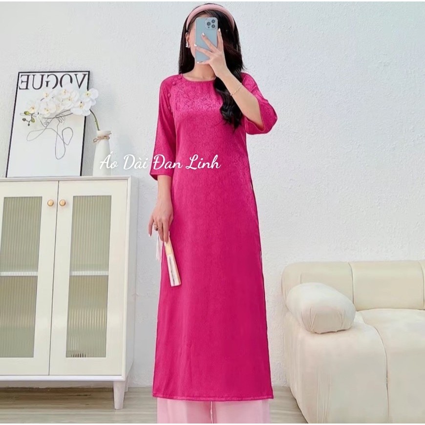 Áo dài tết 2024 dáng cách tân suông cổ kiềng lụa gấm sang trọng - Áo Dài Đan Linh