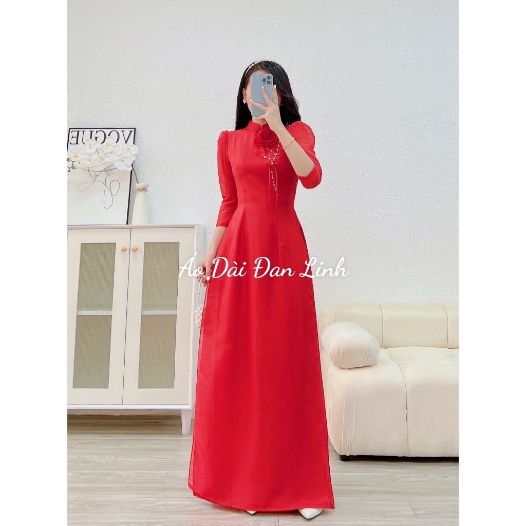 Đủ màu áo dài tơ tay bồng, kết nhẹ nhàng, trẻ trung - Áo Dài Đan Linh