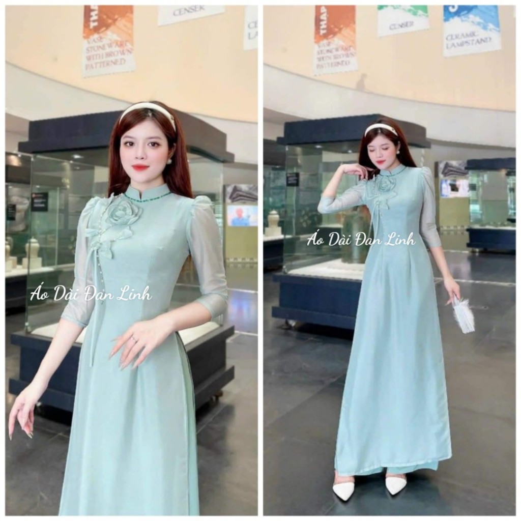 Đủ màu áo dài tơ tay bồng, kết nhẹ nhàng, trẻ trung - Áo Dài Đan Linh