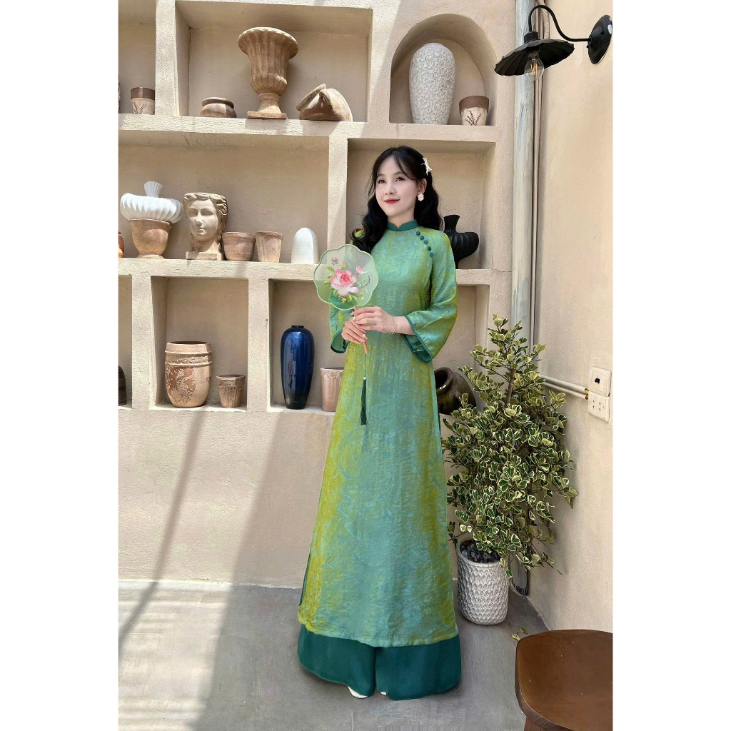 Đủ màu áo dài lụa tằm cao cấp phối cổ trẻ trung - Áo Dài Linh Đan