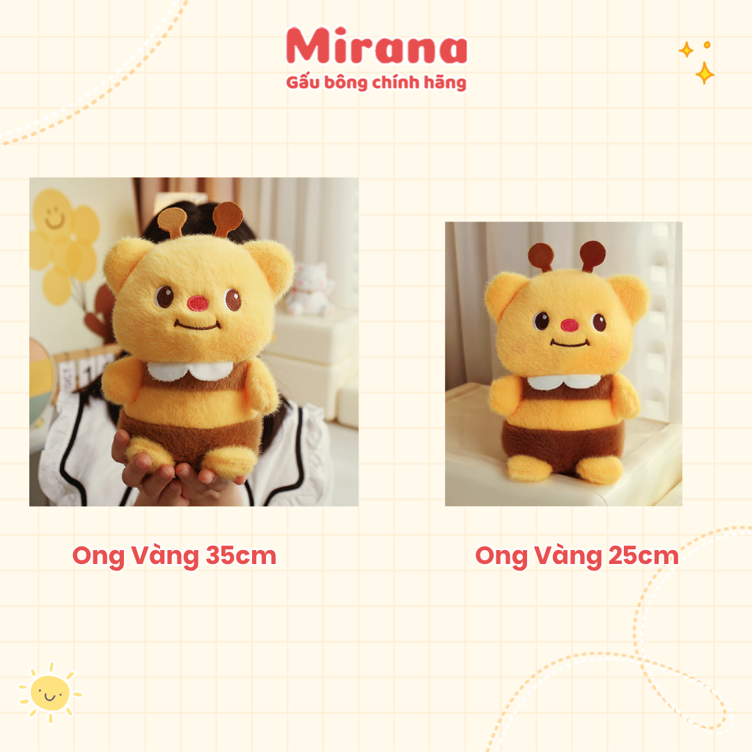 Gấu Bông Ong Vàng Dễ Thương Cho Bé Quà Tặng Cao Cấp Mirana