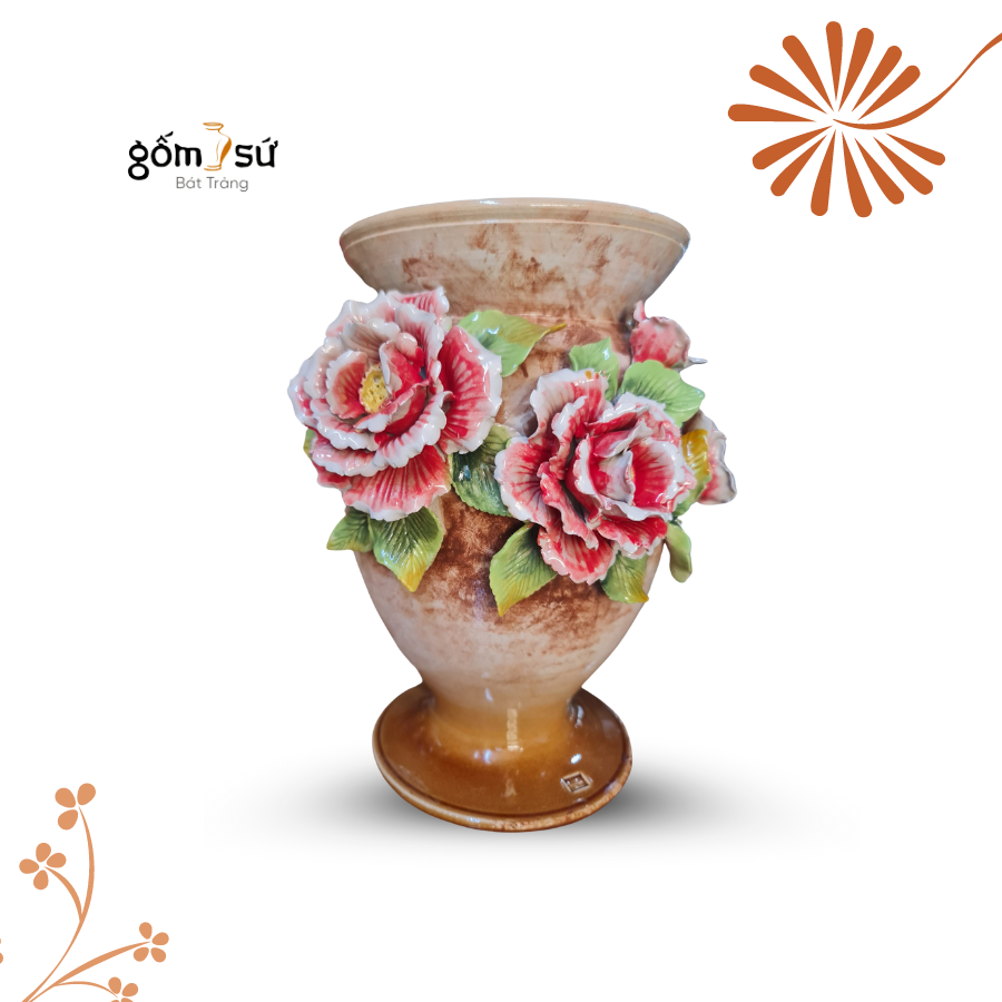 [BST]-Bình hoa gốm -Bốn mùa nở hoa