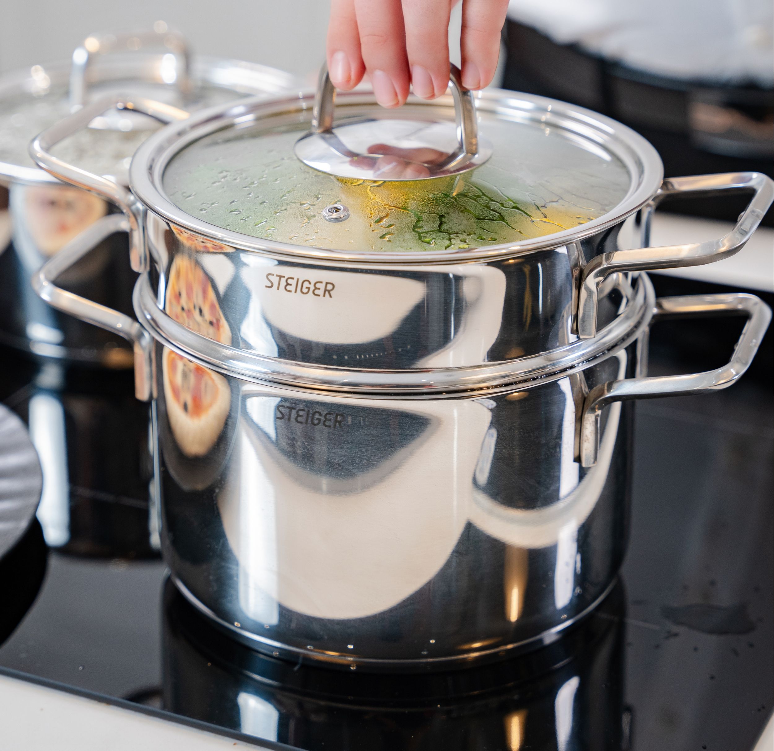 Sản phẩm test bộ Nồi Steiger Element Set 5 Món Đáy Liền