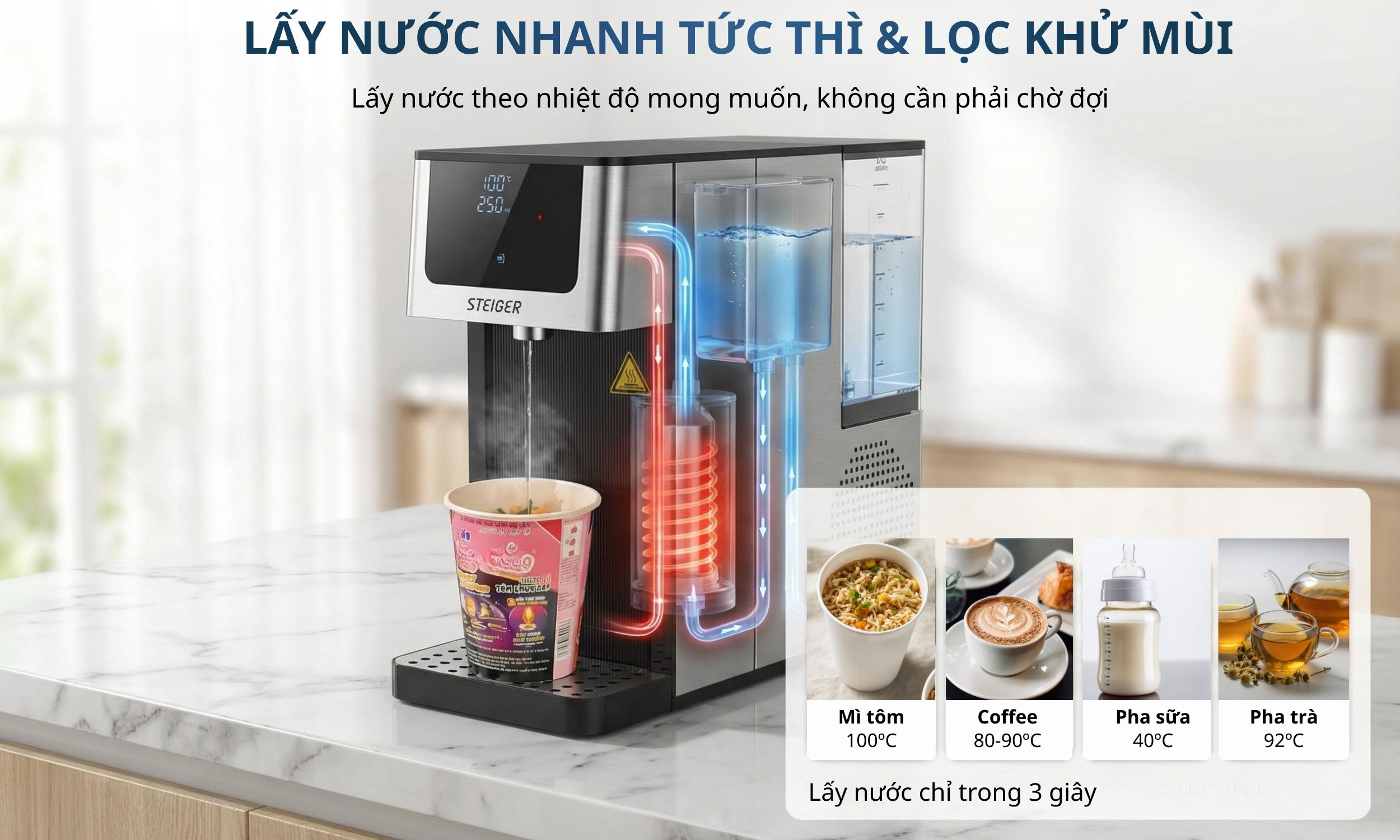 Bình thủy điện nóng lạnh Steiger STG-888