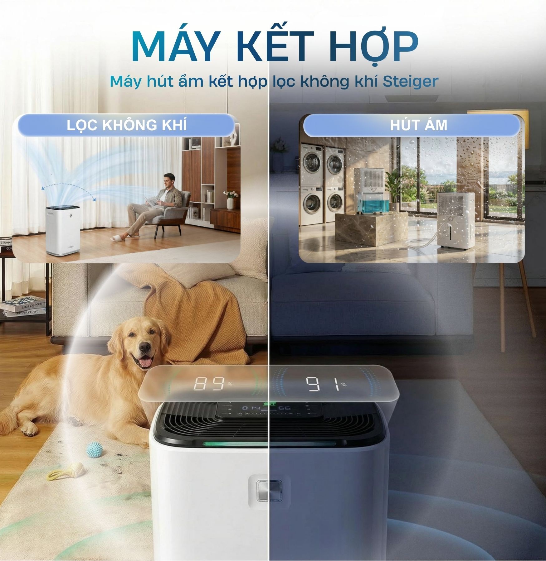Máy hút ẩm kết hợp lọc không khí Steiger STG - 835DW/PRO