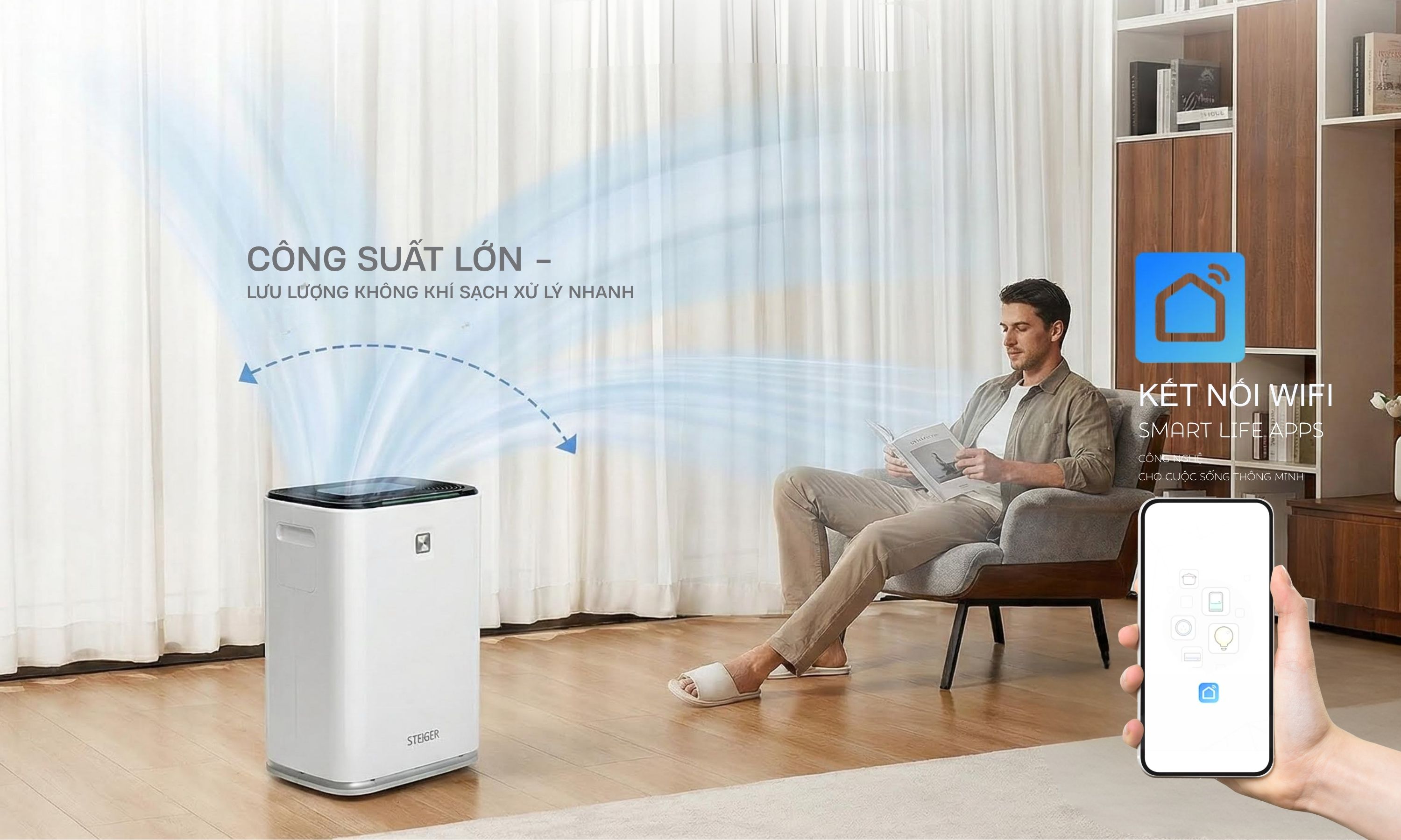 Máy hút ẩm kết hợp lọc không khí Steiger STG - 835DW/PRO
