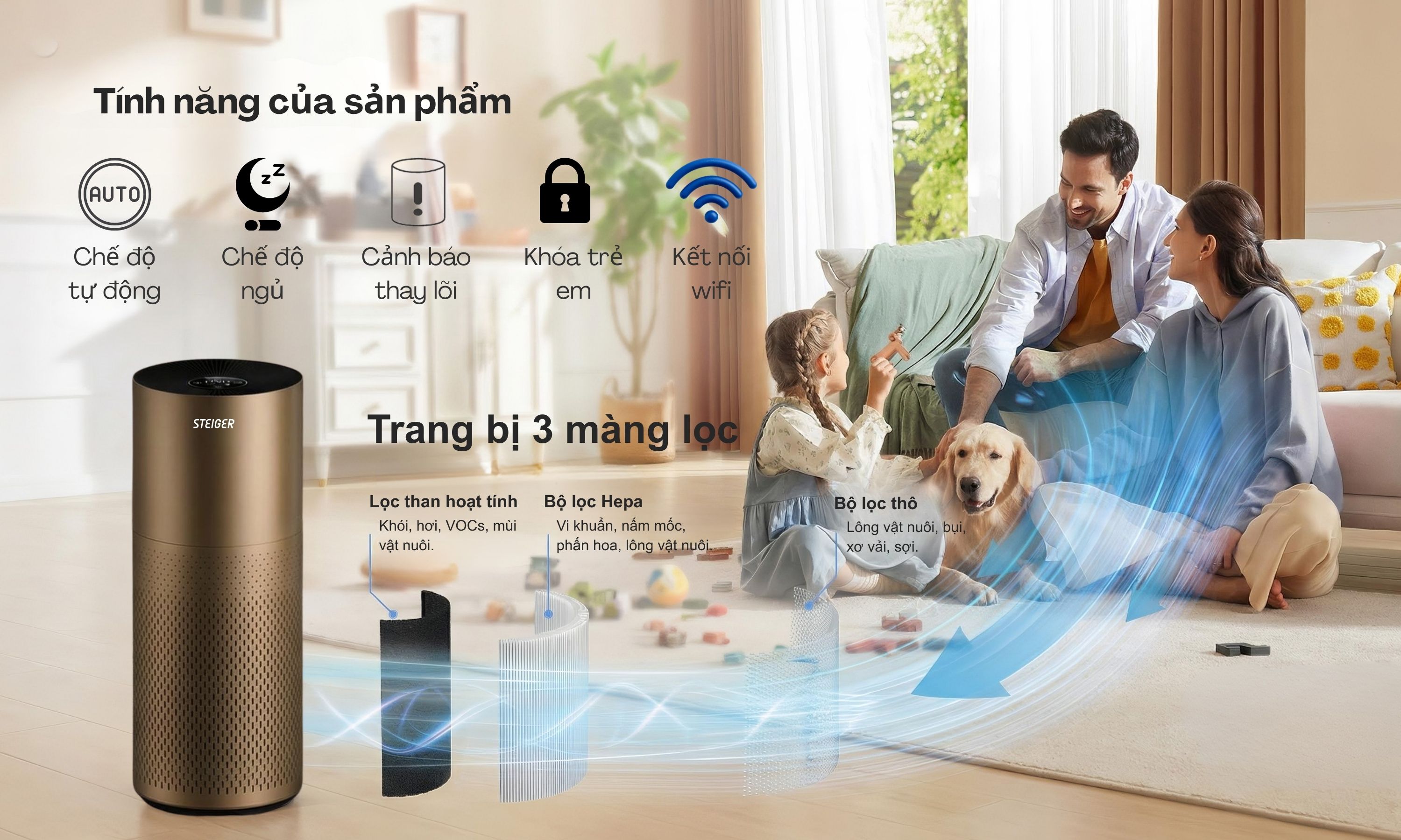 Máy Lọc Không khí Steiger STG3568/CH  màu nâu