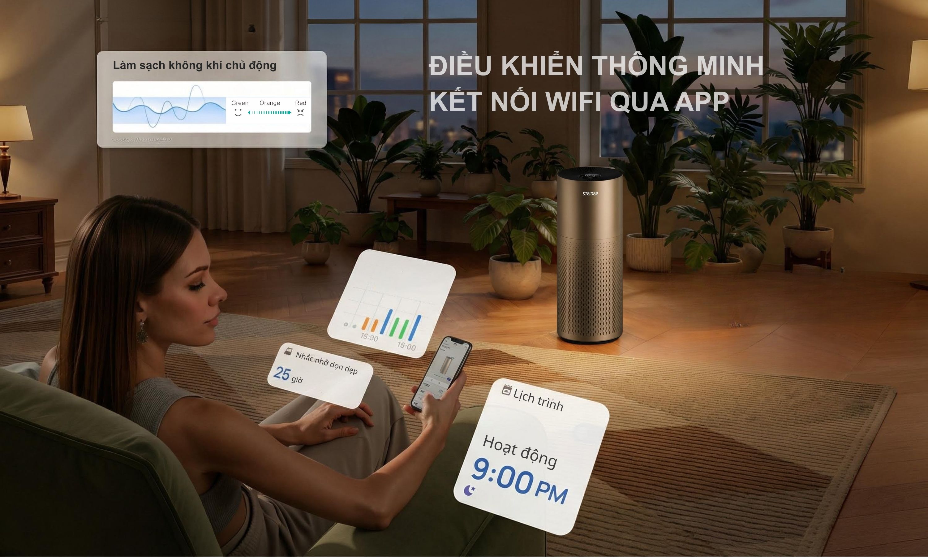 Máy Lọc Không khí Steiger STG3568/CH  màu nâu