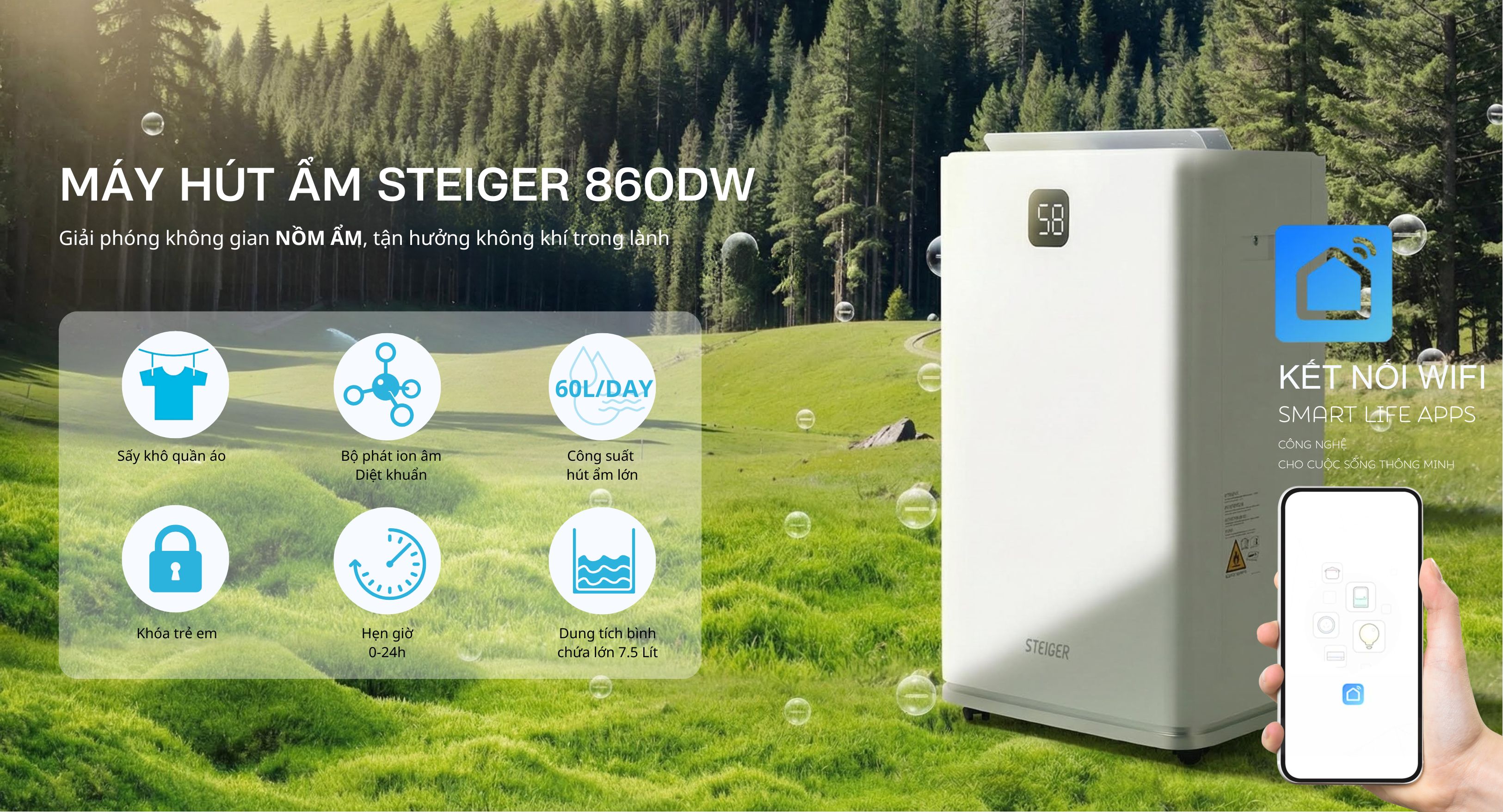 Máy hút ẩm Steiger STG - 860DW