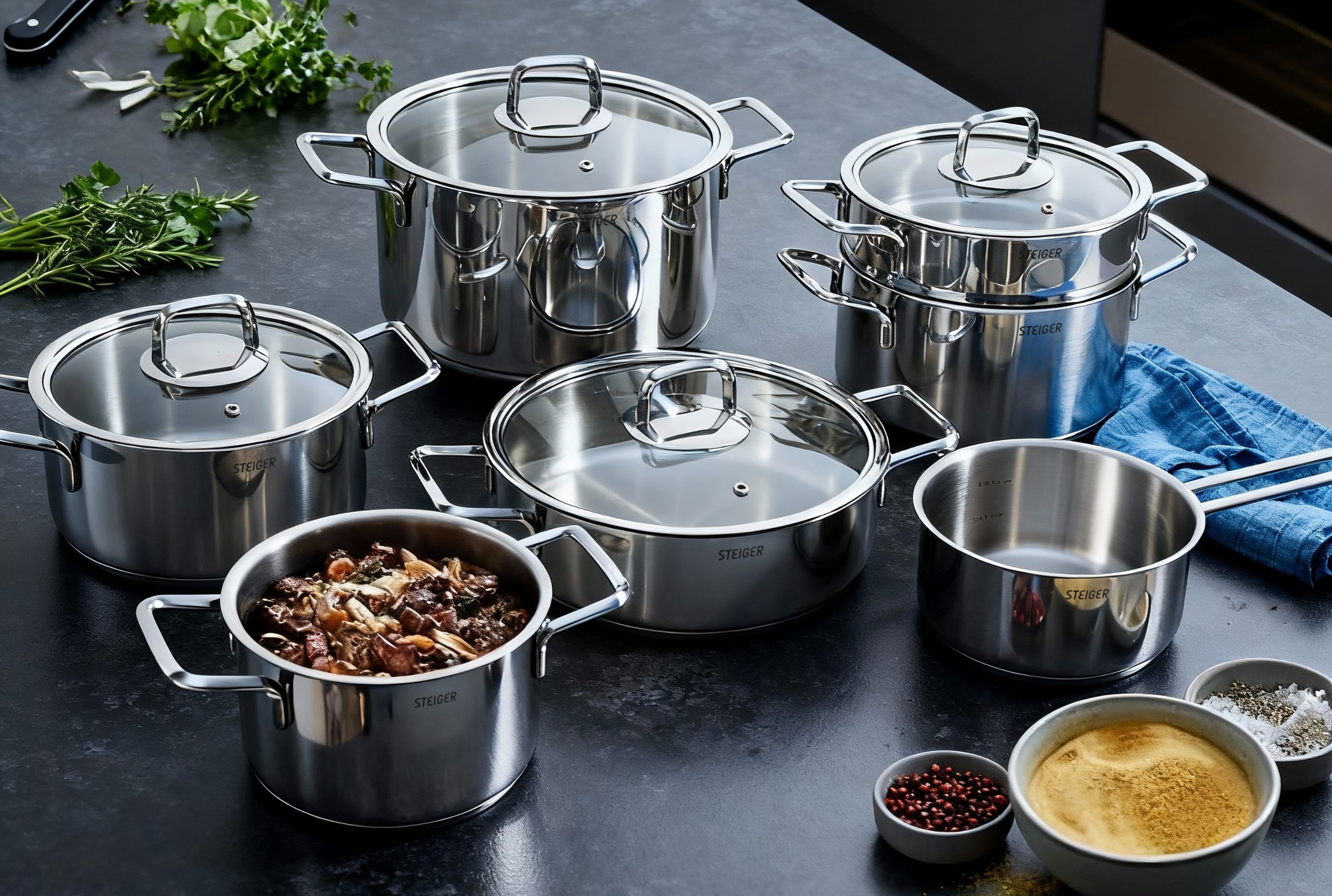 Bộ Nồi Steiger Diamond – Set 7 Món Đa Dụng