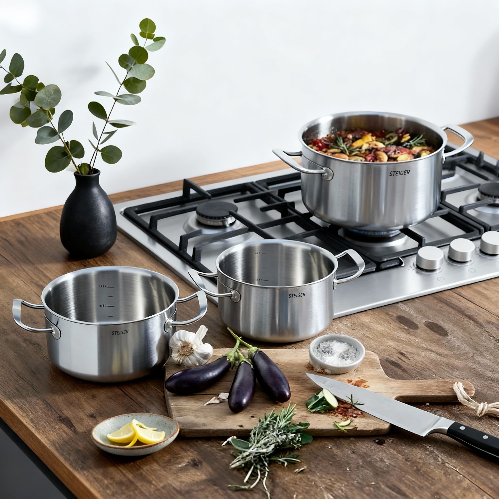 Bộ Nồi Steiger Element - Set 5 Món Đáy Liền