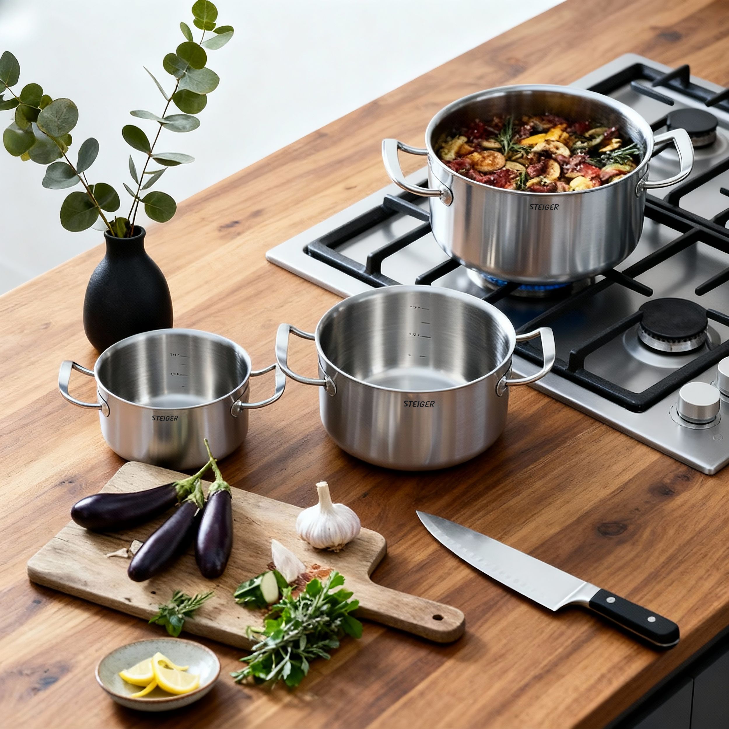 Bộ Nồi Steiger Element - Set 5 Món Đáy Liền