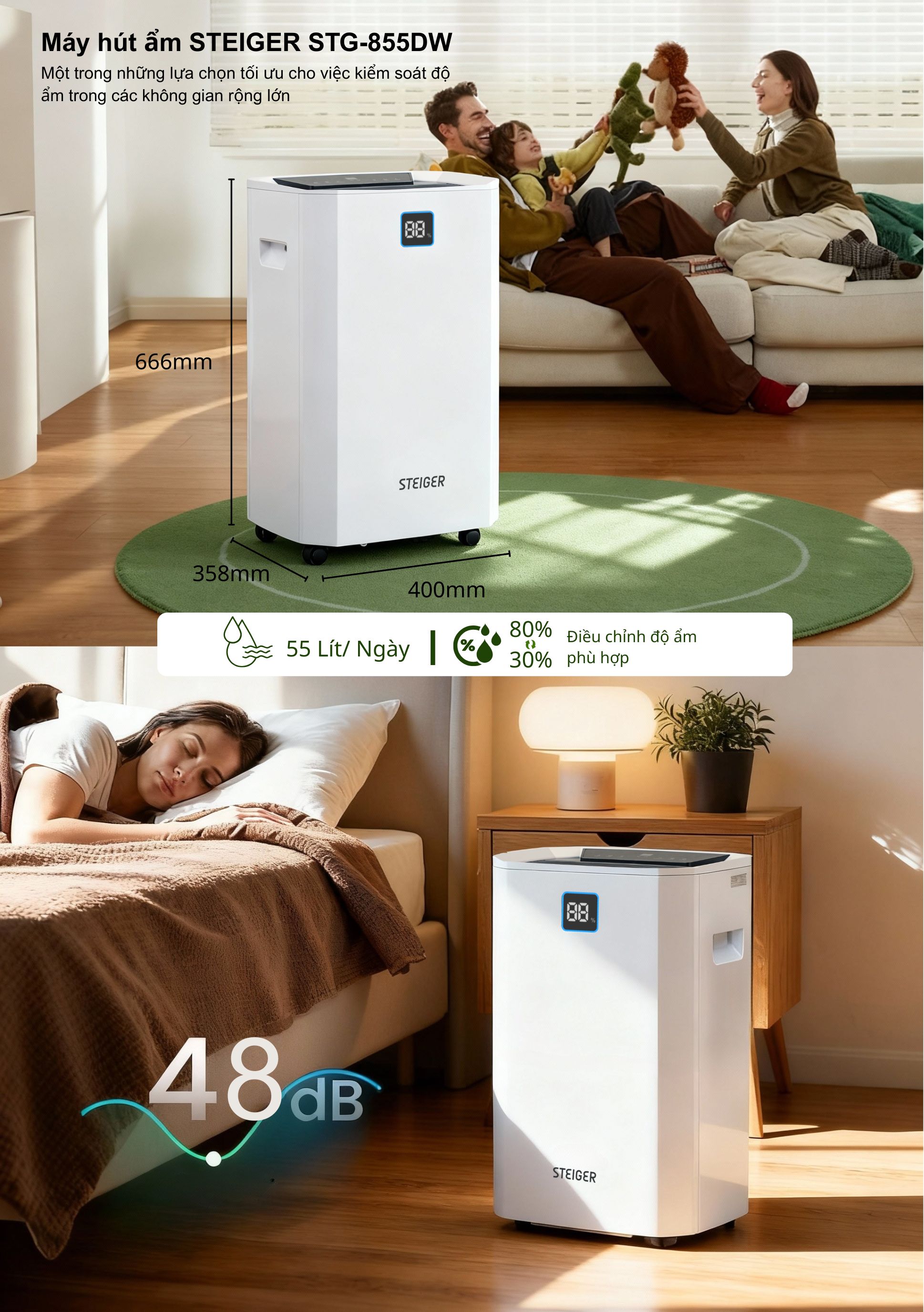 Máy hút ẩm Steiger STG - 855DW
