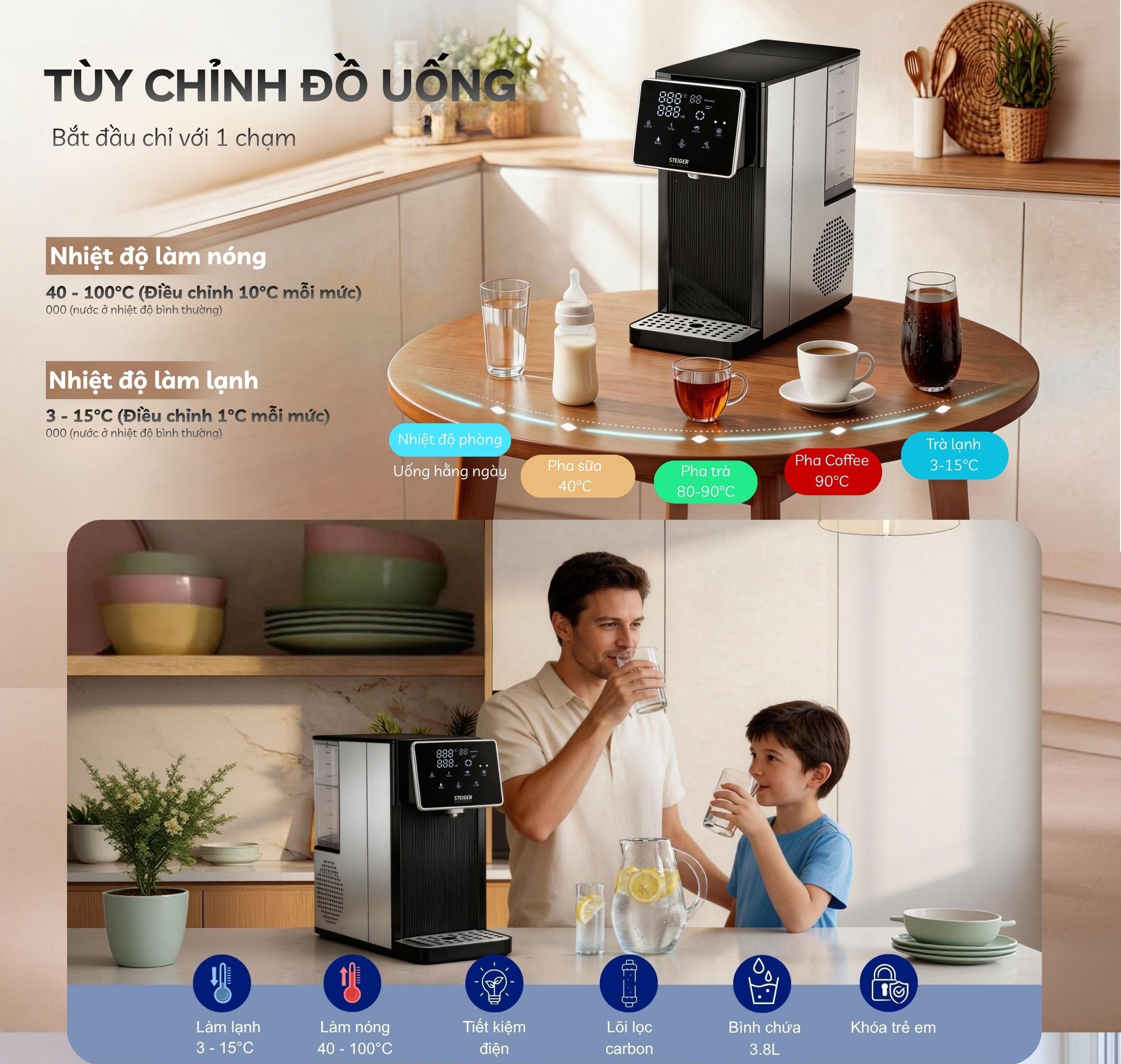 Bình thủy điện nóng lạnh Steiger  STG850-HC